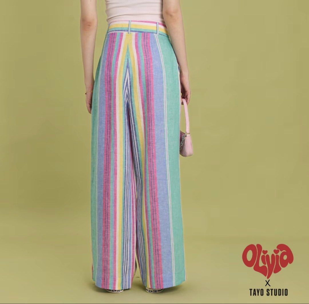 Olivia x Tayo Studio Datu Pants Multicolor Linen Stripes (Category: Other Bottoms) located in Cainta. Submitted by lucybadussy (Listing ID 1470222857, Image 2). Description: - Brand: Olivia x Tayo Studio (Datu pants) - Condition: Brand new, unworn - Size: Size 2 (fits 28-30 waist) - Material: Breathable, lightweight linen rfs: doesnt fit me.