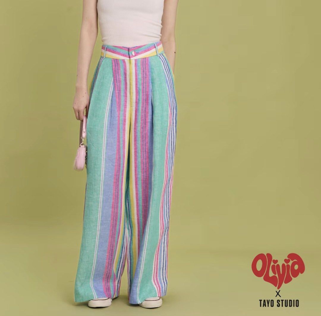 Olivia x Tayo Studio Datu Pants Multicolor Linen Stripes (Category: Other Bottoms) located in Cainta. Submitted by lucybadussy (Listing ID 1470222857, Image 1). Description: - Brand: Olivia x Tayo Studio (Datu pants) - Condition: Brand new, unworn - Size: Size 2 (fits 28-30 waist) - Material: Breathable, lightweight linen rfs: doesnt fit me.