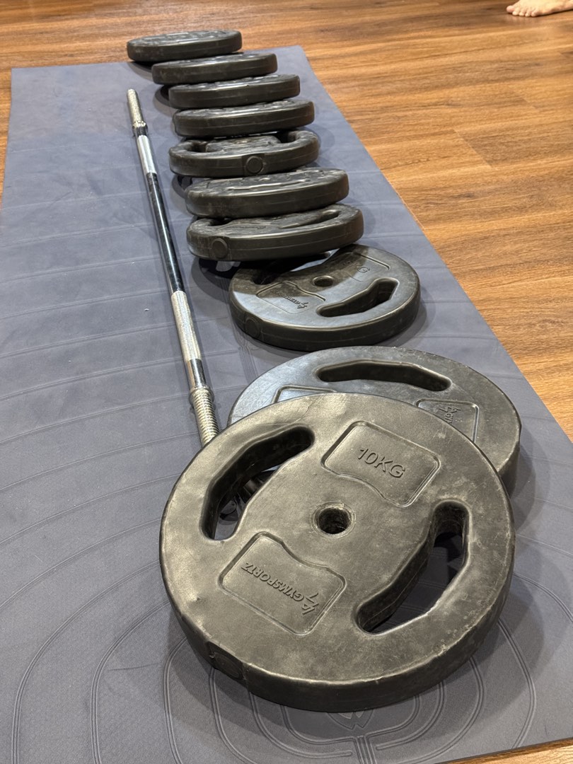 Olympic Barbells and Weight Plates Set [NO SPINLOCK], Sports Equipment ...