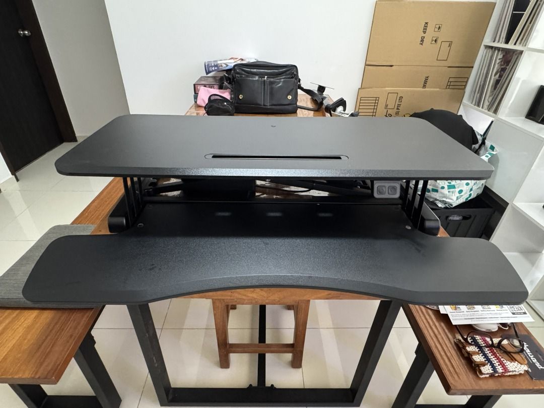 Omnidesk Electric Standing Desk Converter (Motorized), Furniture & Home ...