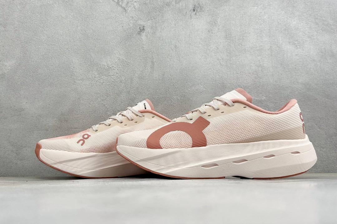 On Cloudboom Cream Pink Mesh Racing Running Sneakers, Men's Fashion ...