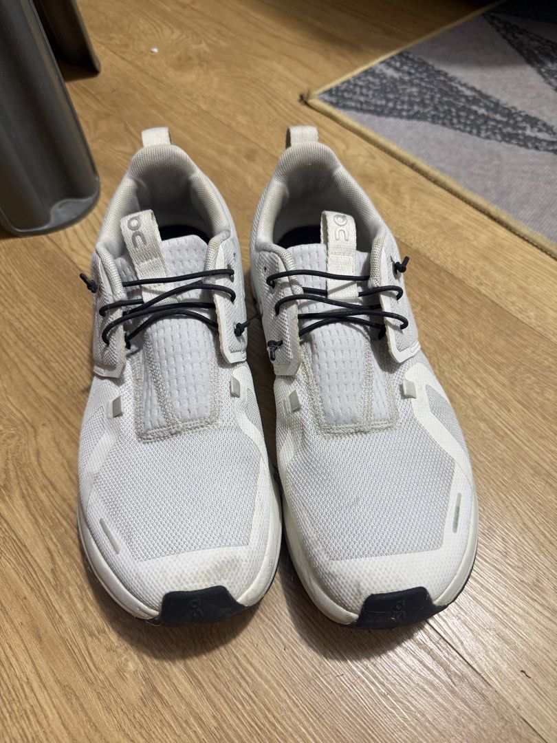 On Cloudsky White Running Shoes EU 39 (Category: Sneakers) located in Taguig. Submitted by shanmabasa (Listing ID 1470336541, Image 1). Description: - Brand: On Cloudsky - Color: White with black outsole and On branding - Size: US 6.5 / UK 6 / EU 39 / CM 24.1 - Condition: Minor signs of wear on the mesh and toe caps - Features: Swiss-engineered design, comfortable for everyday walking and running - Laces: Speed lacing system installed, plus an ex
