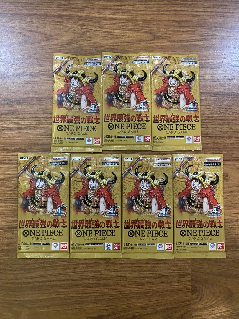 One Piece OP17 Booster Pack (Sealed) (Category: Card Packs) located in Las Pinas. Submitted by garagesalesalaspinas (Listing ID 1470265713, Image 1). Description: 👾 One Piece OP17 Booster Pack ❗️ No issue, Sold as set only 💵 Payment first policy! 💵 Mode of Payment: Gcash for Delivery Cash for Meetup 📢 Kindly check my other rare stuffs at https://www.carousell.ph/u/garagesalesalaspinas/.