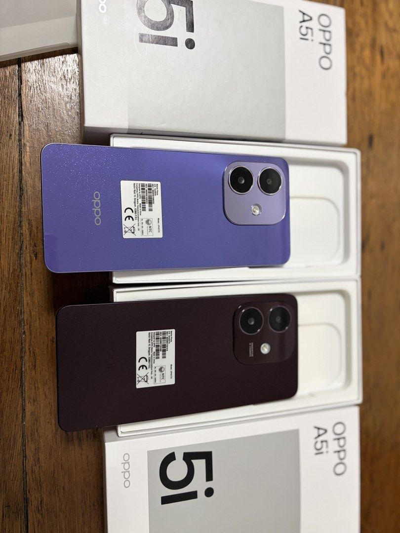 Oppo A5i (Category: OPPO) located in Pasig City. Submitted by yogibella (Listing ID 1470267839, Image 1). Description: Dimensions: 76.08 x 165.77 × 7.68 mm Weight: 186 g SoC: Qualcomm Snapdragon 6s Gen 1 CPU: 4x Cortex-A73 (Kryo 260), 4x Cortex-A53 (Kryo 260), 2100 MHz GPU: Qualcomm Adreno 610, 1050 MHz RAM: 4 GB, 6 GB, 2133 MHZ Storage: 64 GB, 128 GB Memory cards: microSD, microSDHC, microSDXC Display: 6.67 in, IPS, 720 × 1604 pixels, 24 bit Bat