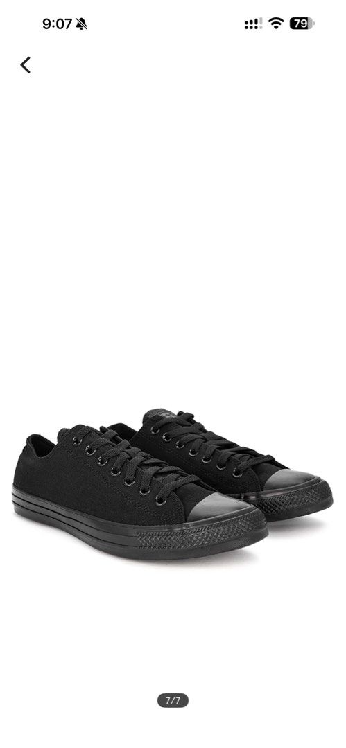 ORIGINAL Converse Chuck Taylor All Star Low Top Black (Category: Sneakers) located in Angeles City. Submitted by seth1234 (Listing ID 1470284923, Image 2). Description: - Brand: Converse - Model: Chuck Taylor All Star Low Top - Colorway: Triple Black (canvas upper, black sole, black toe cap) - Closure: Lace-up with metal eyelets - Condition: Clean and ready for daily rotation - Style: Versatile everyday sneakers that match Original Bought this in