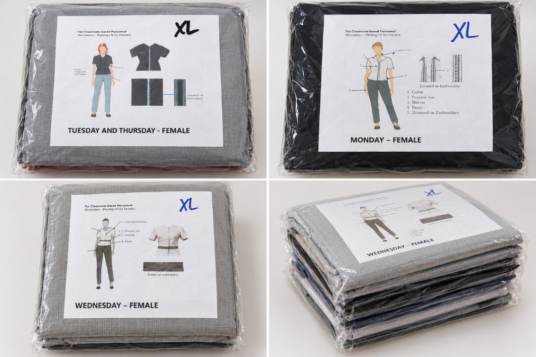 ORIGINAL DEPED UNIFORM (FABRIC ONLY) (Category: Sets or Coordinates) located in Angeles City. Submitted by kweeeeen (Listing ID 1470277138, Image 1). Description: Original DepEd uniform (fabric) — suitable for teaching personnel 💗Monday to Thursday set (Pambabae) ✨️Fit to XL bodyframe 💗Tela lang | No ready-made uniform 📍 Location: Angeles City, Pampanga 📩 Message me for price, open for take-all.