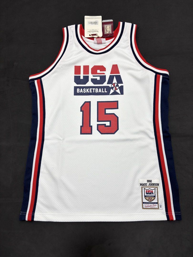 Original Mitchell & Ness Authentic Jersey 💯 (Category: Tshirts & Polo Shirts ) located in Tarlac. Submitted by outsource.psg (Listing ID 1470184303, Image 1). Description: Original Mitchell & Ness Authentic Jersey 💯 Magic Johnson “Dream Team Jersey” Brand New Large Mall Price: P21,990 ❎ P3,999 + SF ✅ (Money back if proven fake) Dm Sure Buyer .