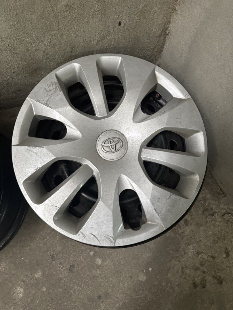 Original Stock Innova 16” Rims (Category: Mags and Tires) located in Taguig. Submitted by vastturtle_947e62 (Listing ID 1470270012, Image 1). Description: - Original stock Toyota Innova 16-inch rims - Includes silver wheel covers (hubcaps) and black steel wheels - Size: 16 inches - Condition: Used with minor cosmetic scratches/scuffs from regular driving - Authentic Toyota center caps included - Perfect for direct replacement, extra spare set, or