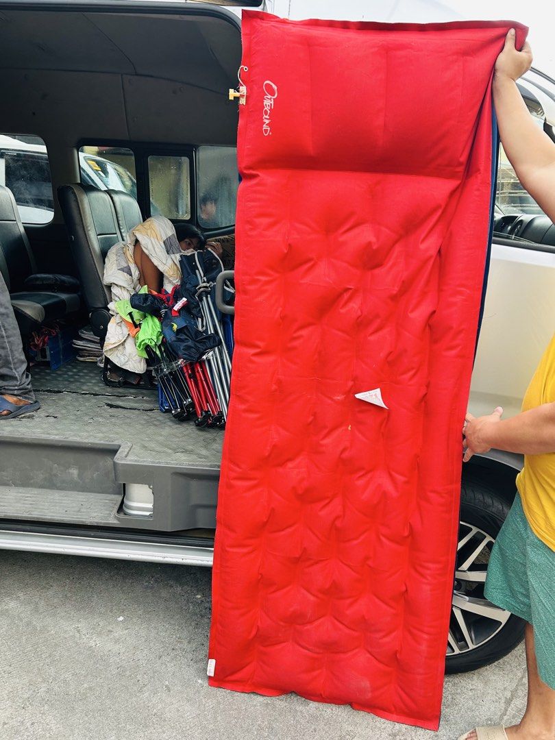 Outbound Camping Sleeping Mat Red Blue (Category: Hiking & Camping) located in Manila. Submitted by starbalesukandjapansurplus (Listing ID 1470347827, Image 1). Description: - Reversible red and blue design - Built-in pillow section at the top for extra convenience - Padded and quilted surface for maximum comfort - Folds or rolls up easily for compact storage and travel - Durable material on both sides - Perfect for camping, road trips, and guest