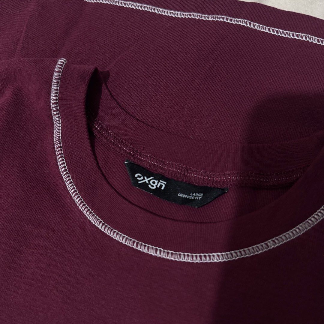 Oxgn Maroon Cropped Fit Shirt (Category: Shirts) located in Antipolo. Submitted by nicnicbg (Listing ID 1470284764, Image 3). Description: only worn once.