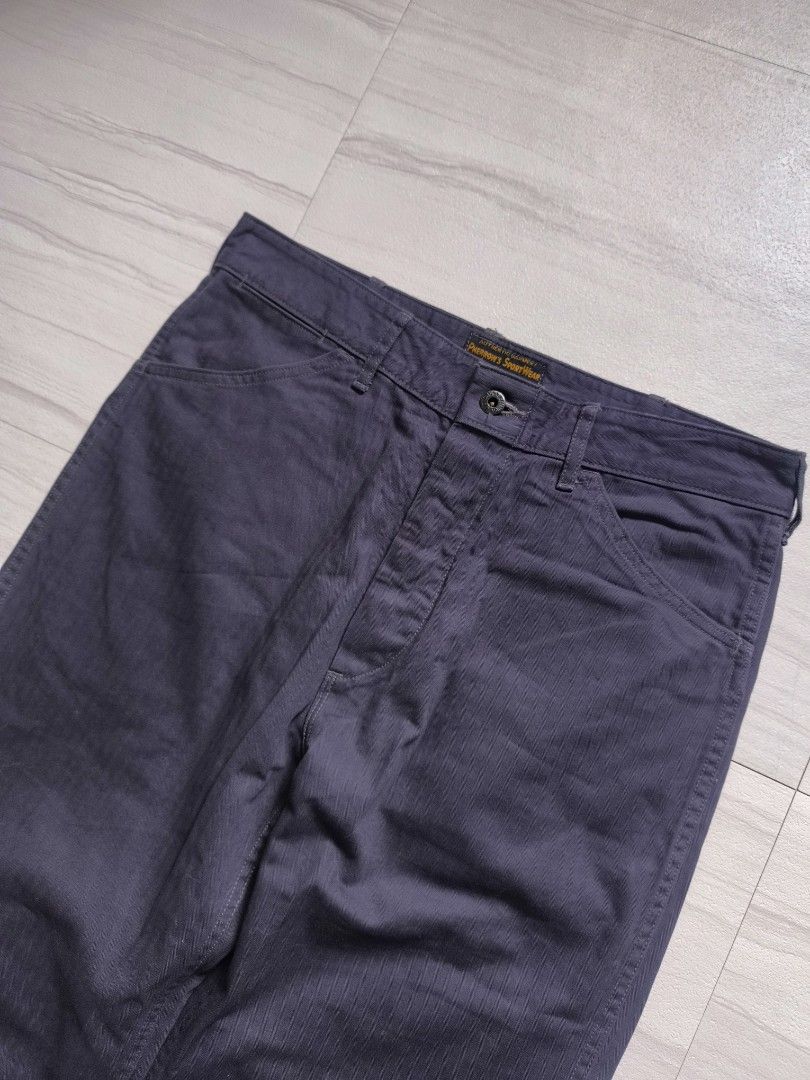 Pherrow's P-41-HBT Herringbone Twill Trousers Navy (Category: Trousers) located in Talisay. Submitted by jppppppppp (Listing ID 1470236037, Image 3). Description: Pherrows P-41 HBT Pants Made in Japan Tagged as 32 Actual Dimensions W 33 L 39 (Altered Length) Leg Opening 9.3 Excellent Condition except altered length 2️⃣9️⃣9️⃣0️⃣+SF 09472849954.