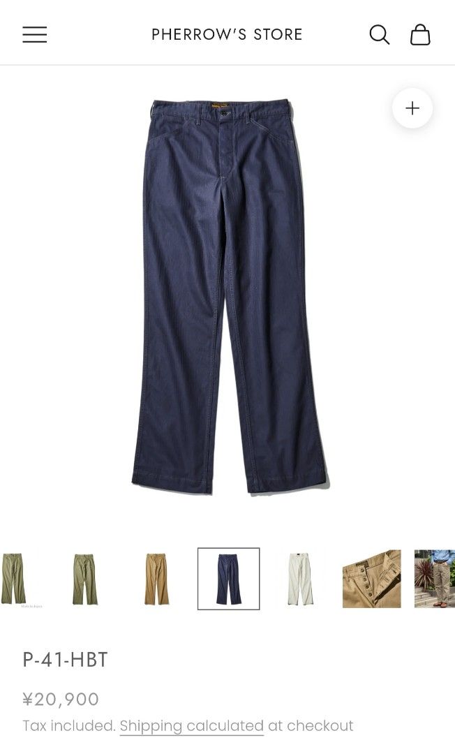 Pherrow's P-41-HBT Herringbone Twill Trousers Navy (Category: Trousers) located in Talisay. Submitted by jppppppppp (Listing ID 1470236037, Image 1). Description: Pherrows P-41 HBT Pants Made in Japan Tagged as 32 Actual Dimensions W 33 L 39 (Altered Length) Leg Opening 9.3 Excellent Condition except altered length 2️⃣9️⃣9️⃣0️⃣+SF 09472849954.