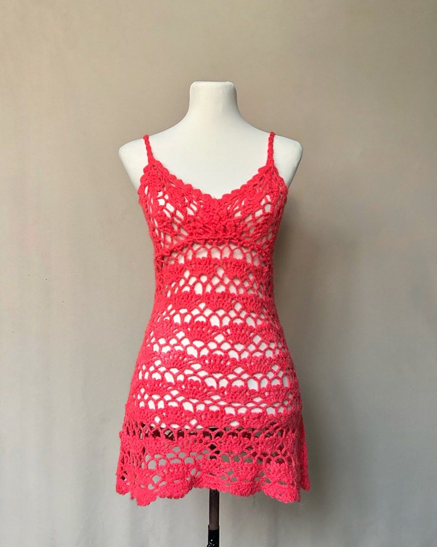 Pink Crochet Summer Mini Dress (Category: Dresses) located in Los Banos. Submitted by hotlinevintage777 (Listing ID 1470128086, Image 1). Description: — s to m .