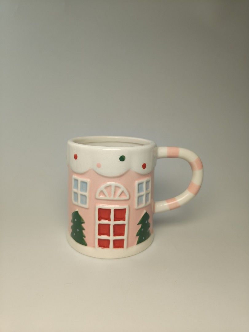 Pink gingerbread house mug (Category: Coffee & Tea Tableware) located in Cavite. Submitted by phtmt (Listing ID 1470262893, Image 2). Description: These are factory pull-out items, so minor imperfections or flaws may be present. Please manage your expectations..