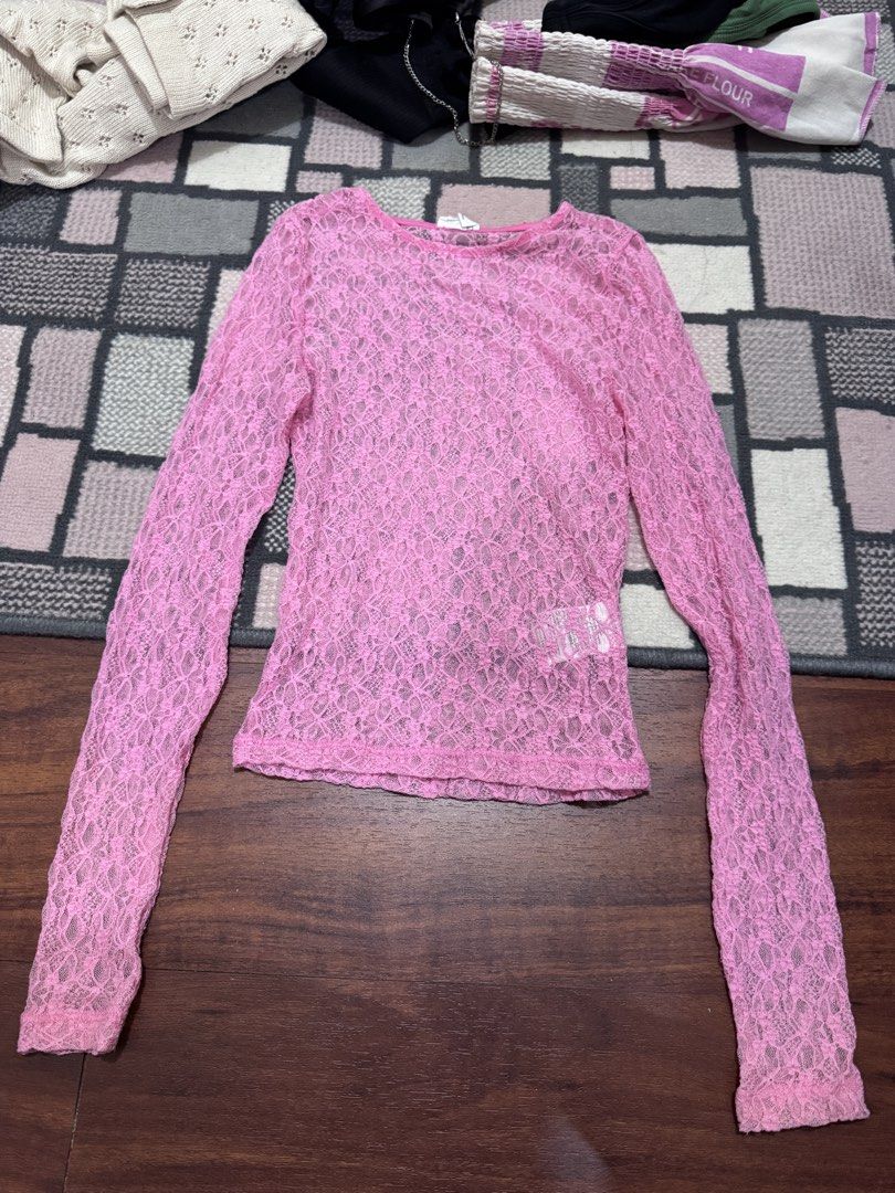 Pink halloween/Y2K/party outfit bundle (Category: Longsleeves) located in Quezon City. Submitted by peanutsquash (Listing ID 1470223099, Image 2). Description: - Can be bought separately: mesh pink top for 500 (bought for 1200+ in cotton on) pink corset top for 200 (shein) PINK (brand) glittery skirt for 400 (bought in dubai victoria secret for 800+, never used) - only used the pink mesh once for my bday but never reached for it again :") not my 