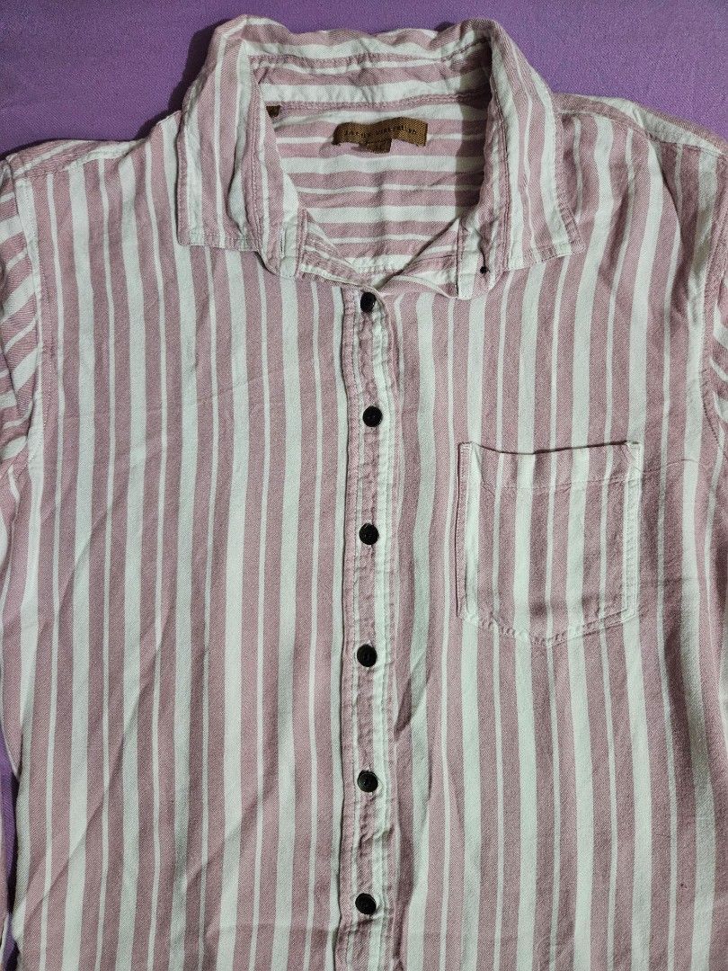 Pink White Stripes Button Down Long Sleeves Top (Category: Longsleeves) located in Taguig. Submitted by lunabelle.thrifts (Listing ID 1470213042, Image 2). Description: ୨୧ no when worn 🚫 ୨୧ good condition, no issues (just needs ironing) ୨୧ size: m-l (m on tag) please refer to the measurements on pictures for a more accurate fit ♡.