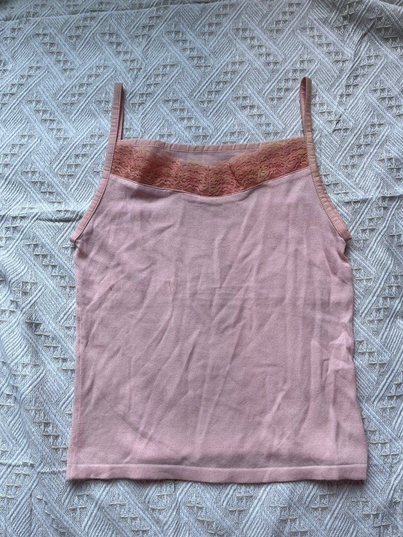 Pink/Peach Cami Top with Lace Trim (Category: Sleeveless) located in Quezon City. Submitted by flomilli (Listing ID 1470171089, Image 2). Description: size S slightly stretchy actual color is closest to the first pic.