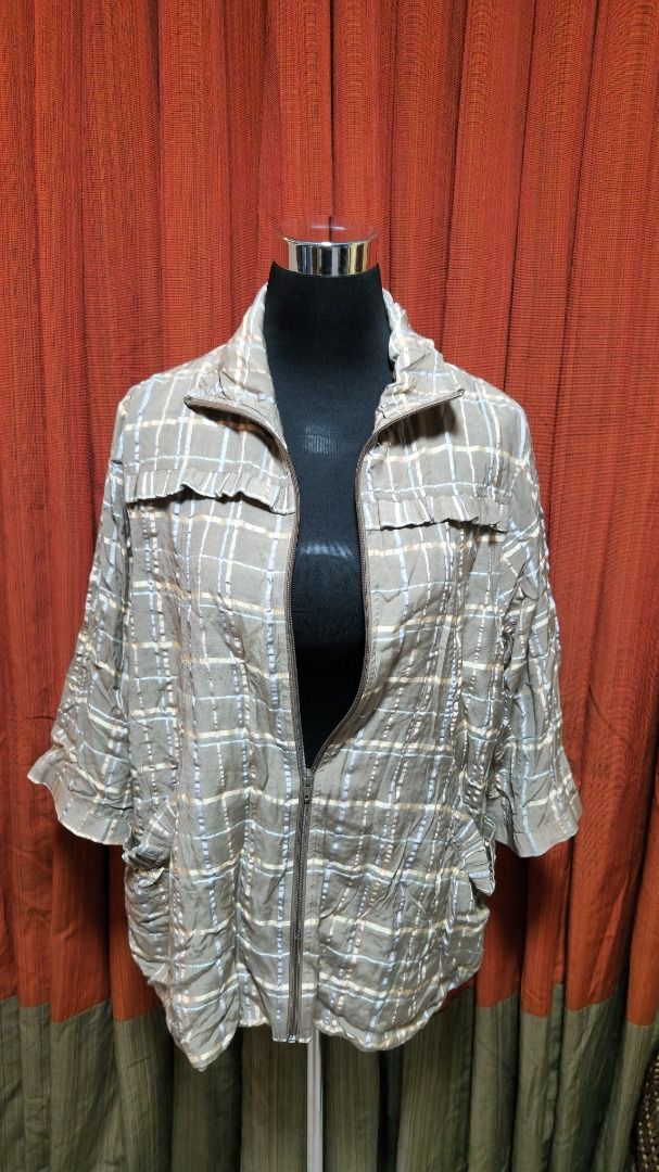 Plaid Zip Up Lightweight Jacket with Ruffle Detail (Category: Coats, Jackets and Outerwear) located in Caloocan City. Submitted by mocs.stash (Listing ID 1470183392, Image 2). Description: Plaid Zip Up Lightweight Jacket with Ruffle Detail Selling for ₱100 Condition: Preloved in great condition Price: ₱100 Shipping & Location Details: Location: Caloocan Shipping Fee: Paid by buyer Couriers: Grab Express, Lalamove, GoGo Xpress (GGX), or LBC Send a