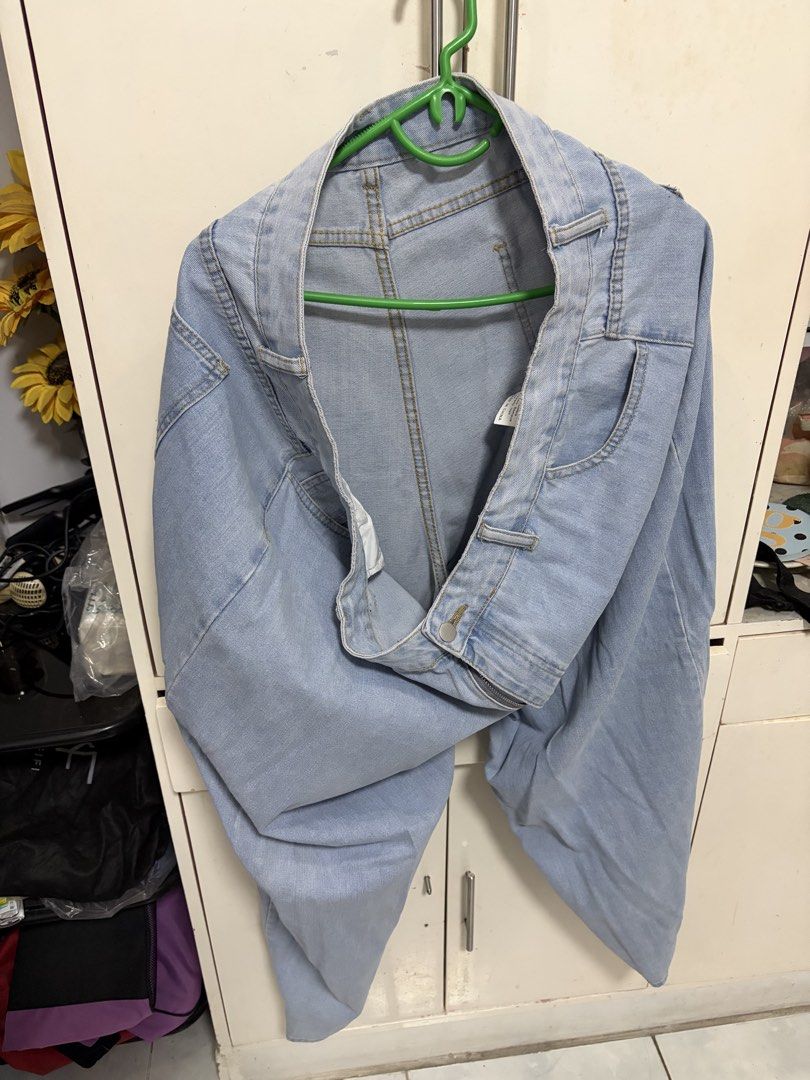 PLUS SIZE DENIM BUNDLE (Pants and Front-slit Skirt) (Category: Jeans) located in Pateros City. Submitted by selleysells (Listing ID 1470248010, Image 3). Description: - Style: Casual streetwear, high-waist fit - Wash: Light wash denim - Details: Heavy distressing and trendy knee rips - Closure: Front button and zipper - Features: Classic back pockets and belt loops - Fit: Comfortable for everyday wear - Shein 4XL - Price NEGO.