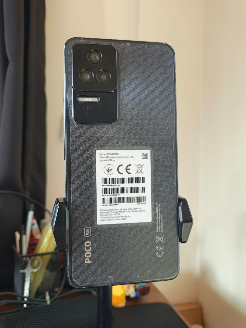 POCO F4 5G (Category: Xiaomi) located in Quezon City. Submitted by xelramos22 (Listing ID 1470218116, Image 3). Description: - Model: POCO F4 5G (Color: Black) - Storage & Memory: 256GB Storage, 8GB + 4GB RAM - Processor: Snapdragon 870 Octa-core, Max 3.2GHz - Operating System: Updated to Xiaomi HyperOS (Android 14) - Included Accessories: Original 67W fast charger with durable braided USB cable and case. - Condition: Good, fully functional, and 