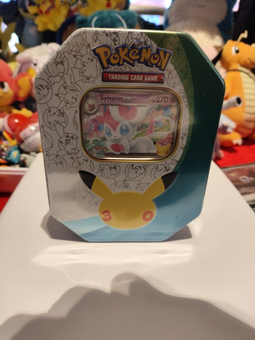 Pokémon 30th Celebration Tin English (Category: Card Boxes & Cases) located in Mandaluyong City. Submitted by ljhay029 (Listing ID 1470187099, Image 1). Description: ‼️Sealed ‼️ ~galing case ☺️⚡ 30th Anniversary Pokemon Greninja / Sylveon Tins 5300 📍Mandaluyong.