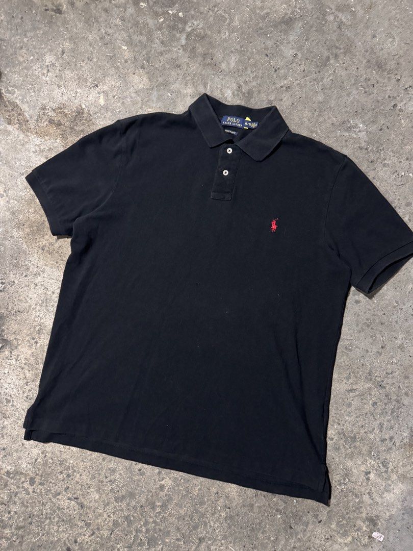 Polo Ralph Lauren Black (Category: Tshirts & Polo Shirts ) located in Pasig City. Submitted by dripthrift1600 (Listing ID 1470309715, Image 1). Description: - Polo Ralph Lauren Black - Good condition - Issue: None - Sizes: XL - Dimes: 24x28.