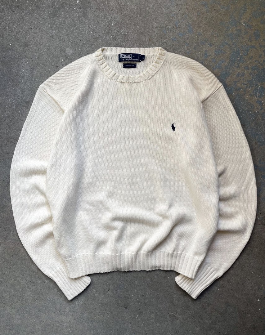 Polo ralph lauren knitwear off white, Men's Fashion, Tops & Sets ...