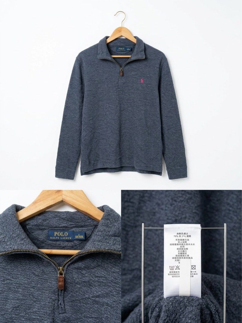 Polo Ralph Lauren Quarter-Zip Pullover – Charcoal Gray (Category: Coats, Jackets and Outerwear) located in Manila. Submitted by nadalarchive (Listing ID 1470223675, Image 1). Description: Condition: Pre-owned | Excellent Condition Authentic Polo Ralph Lauren quarter-zip pullover in a versatile charcoal gray color. Features the signature embroidered Pony logo on the chest and a leather zipper pull for a clean, premium look. Perfect for casual, sma