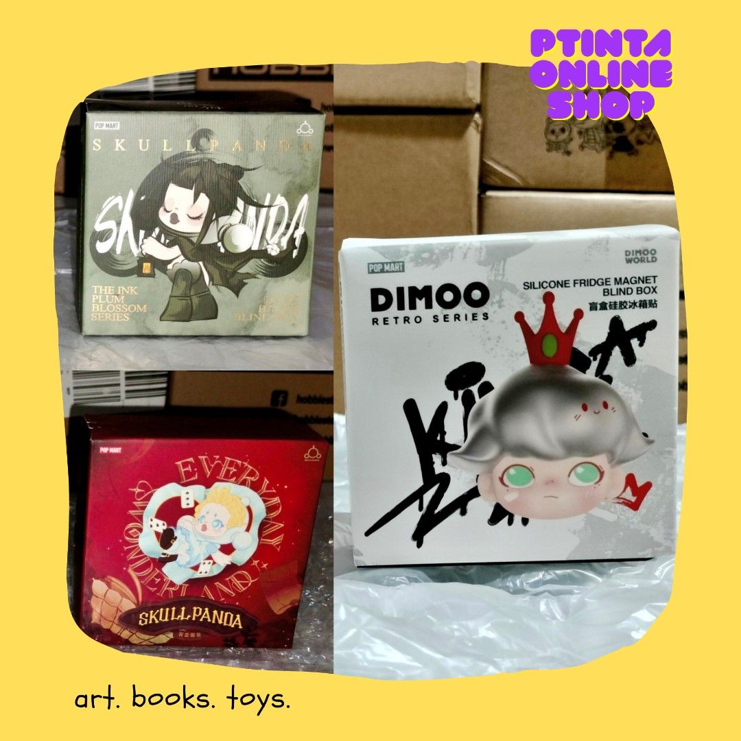 POPMART SKULLPANDA, DIMOO BLIND BOX (BADGE, FRIDGE MAGNET) (Category: Designer & Blind Box Toys) located in Pili. Submitted by ptinta_os (Listing ID 1340619656, Image 1). Description: || PRODUCT/PURCHASING DETAILS|| – SKULLPANDA INK PLUM BLOSSOM BADGE, SKULLPANDA EVERYDAY WONDERLAND BADGE, DIMOO, FRIDGE MAGNET | POPMART – P500/EACH | P1400 BUY ALL – BRAND NEW – SF: BUYER – MOP: GCASH THANK YOU!.