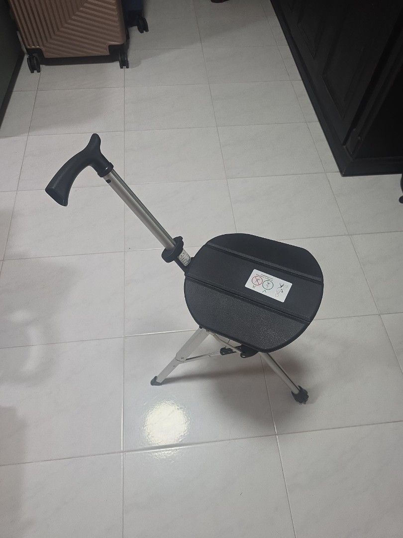 Warning Boards Collapsable Portable Lightweight Folding Walking Stick Crutch Stool with Seat ...