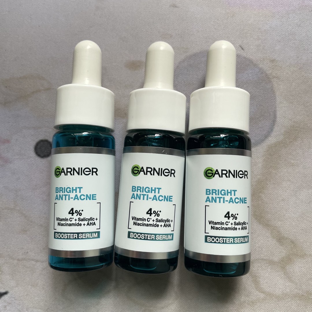 Postage only: 3x Garnier Bright Anti-Acne Booster Serum, Beauty ...