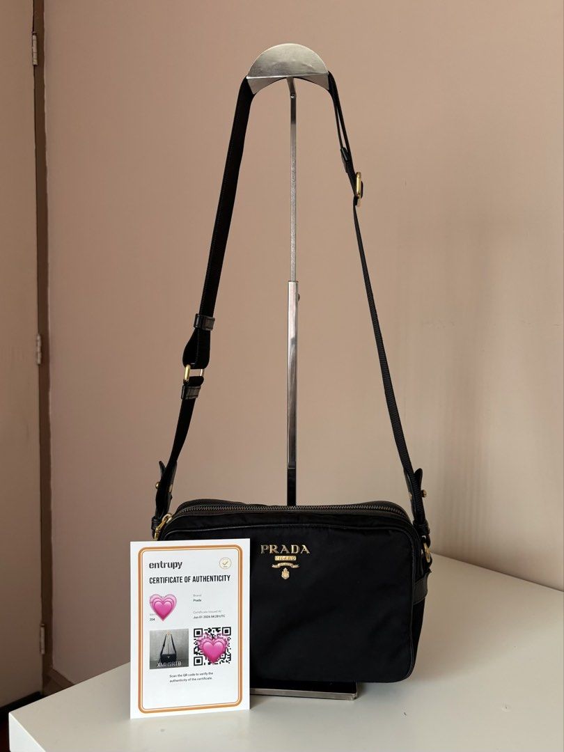 Prada Nylon Camera Bag (Category: Luxury Bags & Wallets) located in Antipolo. Submitted by kylie.ver (Listing ID 1470156336, Image 1). Description: Nylon Camera Bag | ₱26000 Inclusions: authenticity card Pre-loved with signs of use — minor cracks on leather pipings & slight fading on gold hardware RFS: hindi na po nagagamit.