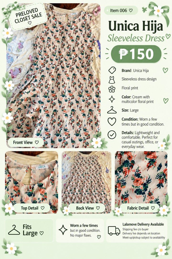 Preloved Dresses (Category: Dresses) located in Manila. Submitted by zealshark_1f0fd8 (Listing ID 1470276733, Image 3). Description: A little closet decluttering! 💚 Time to give these pretty dresses a new home. 🥰 👗 25 PRELOVED DRESSES AVAILABLE! ✨ Different styles, brands, and sizes 🏷️ Affordable and budget-friendly finds 💌 Comment MINE to claim 🚚 Lalamove delivery available (shipping fee c/o buyer) 📍 Meet-up/pickup subject to availability