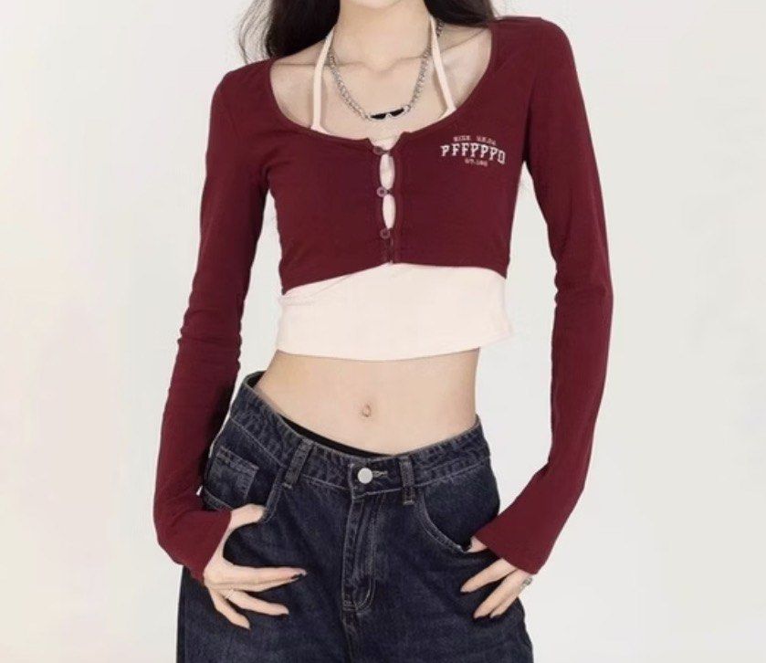 Preloved two-piece halter long sleeved top Size S (Category: Blouses) located in Quezon City. Submitted by alanascloset1 (Listing ID 1470226478, Image 1). Description: .