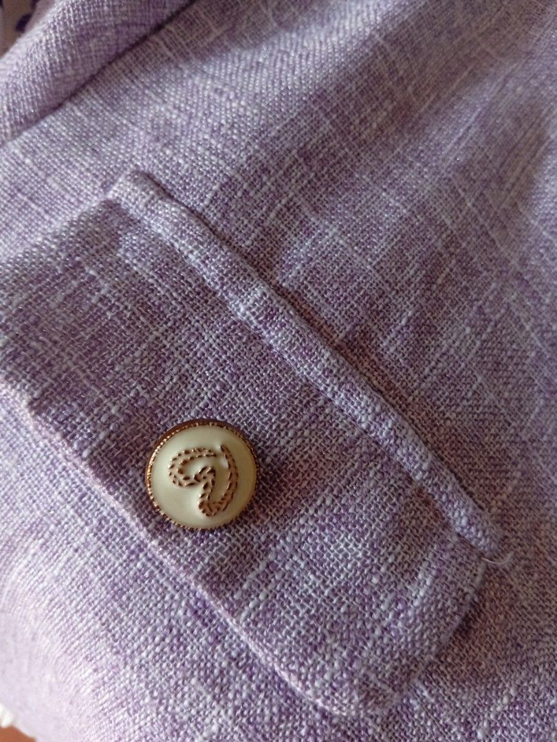 Premium Purple Tweed Blazer (Category: Coats, Jackets and Outerwear) located in Rizal. Submitted by tweeds_by_n (Listing ID 1470202809, Image 2). Description: size: snall - semi med — no issues/flaws — complete buttons — with inner lining — color may vary due to lighting — buyer will shoulder the shipping fee — prem quality! mop: gcash mod: jnt or lalamove 📍 Binangonan, Rizal. . 📩DM us if interested!.