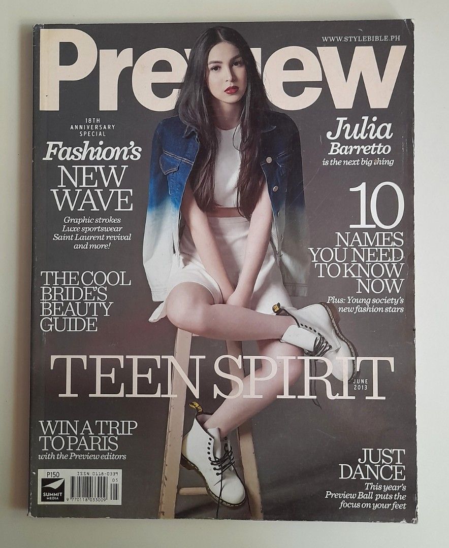 Preview Magazine June 2013 Julia Barretto (Category: Magazines) located in Batangas. Submitted by bluehasnoclue (Listing ID 1470203897, Image 1). Description: Condition Disclosure (Storage Clearing / As-Is): Pre-loved vintage back issue in good/fair condition. Cover and interior pages show normal vintage aging and shelf wear consistent with storage clearing. Might have cuts or missing pages inside. Sold strictly as-is. ​ •Buyer shoulders the ship