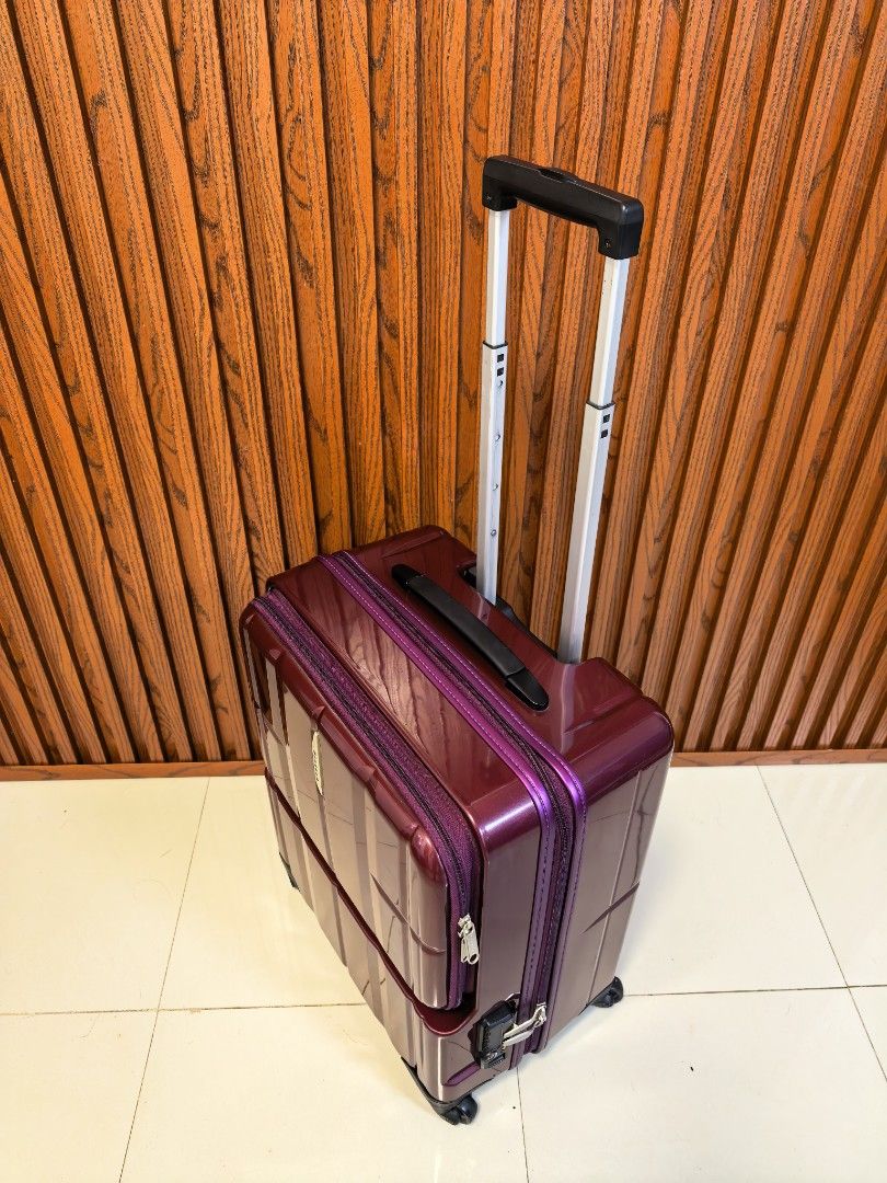 Proteca Japan Brand Luggage (Category: Luggage) located in Manila. Submitted by uno001 (Listing ID 1470195880, Image 2). Description: Brand: Proteca Max Pass ✅ 💯 Legit Brand ✅ Small Handcarry luggage ✅ H19" x L14.75" x D9.75" ✅ With Front Pocket ✅ Heavy Duty Guaranteed ✅ 360°Wheels All smooth ✅ TSA002 Lock with Passcode.