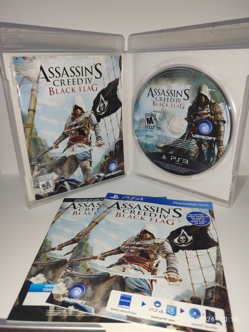 PS3 - Assassin's Creed IV: Black Flag (OPENED) "R1" (Category: PlayStation) located in Mendez-Nunez. Submitted by sf2_gameshop (Listing ID 1470177133, Image 3). Description: PLEASE READ CONDITION: This can be considered as a brand new item, I just remove its plastic wrap. GENRE: Action-adventure, stealth MODE: Single-player REGION: 3 - Asia VOICE: English IN-GAME TEXT: English MANUAL: English Feel free to chat for any inquiries and I'm inviting y