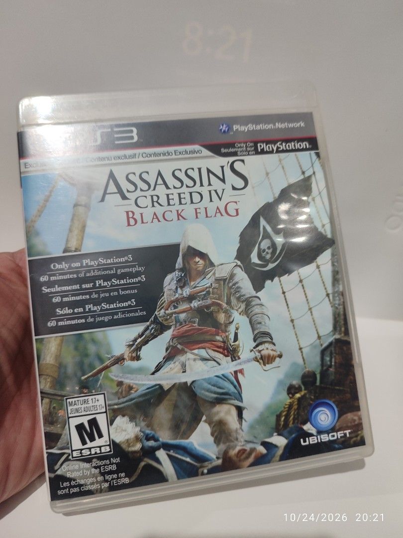 PS3 - Assassin's Creed IV: Black Flag (OPENED) "R1" (Category: PlayStation) located in Mendez-Nunez. Submitted by sf2_gameshop (Listing ID 1470177133, Image 2). Description: PLEASE READ CONDITION: This can be considered as a brand new item, I just remove its plastic wrap. GENRE: Action-adventure, stealth MODE: Single-player REGION: 3 - Asia VOICE: English IN-GAME TEXT: English MANUAL: English Feel free to chat for any inquiries and I'm inviting y