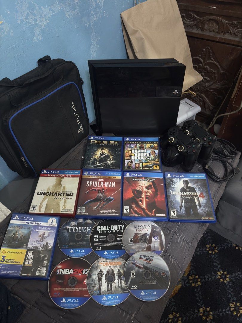 PS4 Phat with 2 Controllers & 14 Games (Category: PlayStation) located in Cavite. Submitted by xsavier88 (Listing ID 1470316300, Image 1). Description: 🌟For sale for sale! PS4 Phat with 2 Controllers & 14 Games. 8,000 PHP 8,000 PHP 8,000 PHP 🌟INCLUSIONS: Unit, HDMI & Power Cord, Charging Dock PS4 Travel Bag 14 Physical Games (Check the uploaded photos for the list of games) Plug & play. Pwede ko ihatid sainyo mismo sa nearby location add lang n