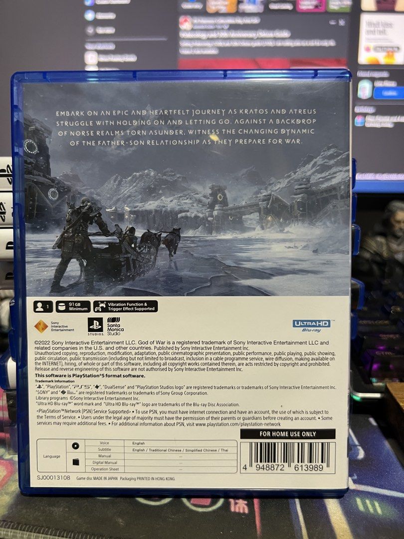 PS5 God Of War Ragnarok (Category: Other Gadgets) located in Paniqui. Submitted by jaxicool (Listing ID 1470291908, Image 2). Description: used finished the game already can be traded to black myth wukong Location: Tarlac Meetup: Waltermart/Sm Tarlac Shipping: Buyer's expense .