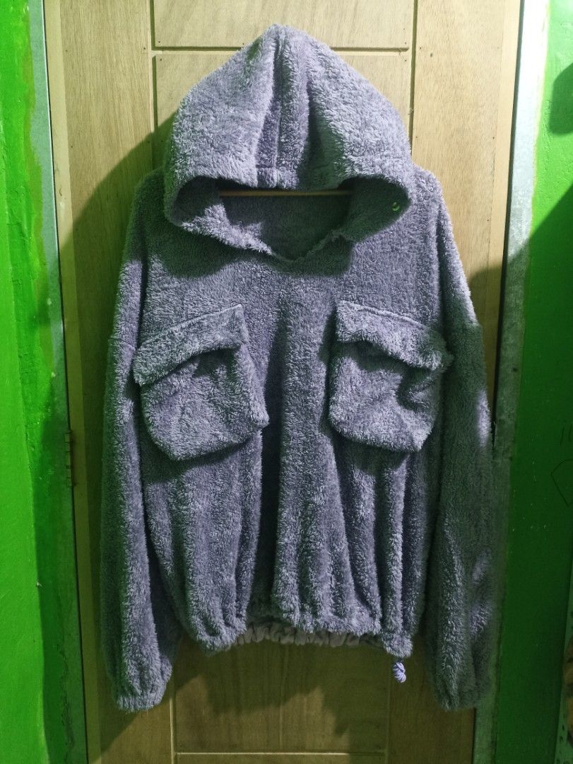 Purple Fuzzy Hoodie with Front Pockets (Category: Coats, Jackets and Outerwear) located in Tarlac. Submitted by allinoneshop2178 (Listing ID 1470164978, Image 1). Description: - Color: Light purple - Material: 90% polyester, 10% acrylic - Features: Super soft fuzzy texture, two large front flap pockets, adjustable drawstring hem - Vibe: Cozy and warm, perfect for cooler days pang matangkad to .
