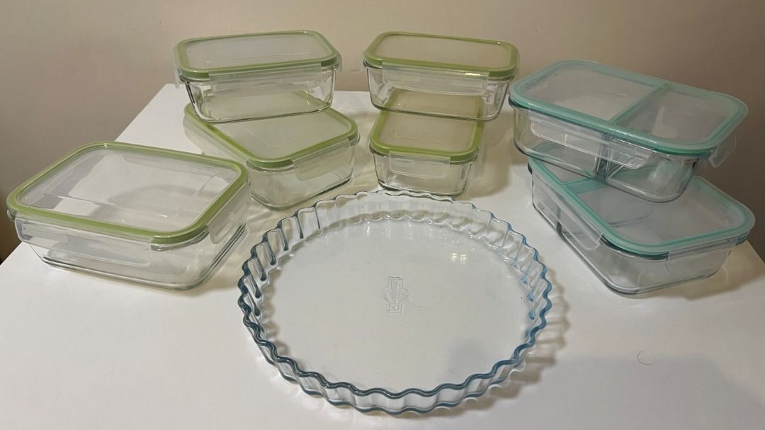 Pyrex containers and tart pan, 傢俬＆家居, 廚具和餐具, 炊具及配件 - Carousell