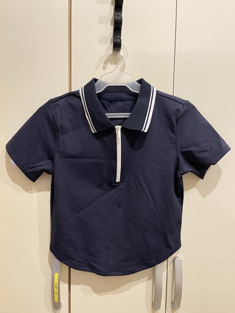 Quarter-Zip Polo Shirt Activewear (Category: Activewear) located in Quezon City. Submitted by everythingmustgo__ (Listing ID 1470235408, Image 1). Description: Brand new with tags Size: medium Best fit: s-semi m frames Color: navy blue Best for pickleball/tennis Seller’s actual size is extra small-small (when worn for reference only) ‼️ firm with price. low ballers will not be entertained ‼️.
