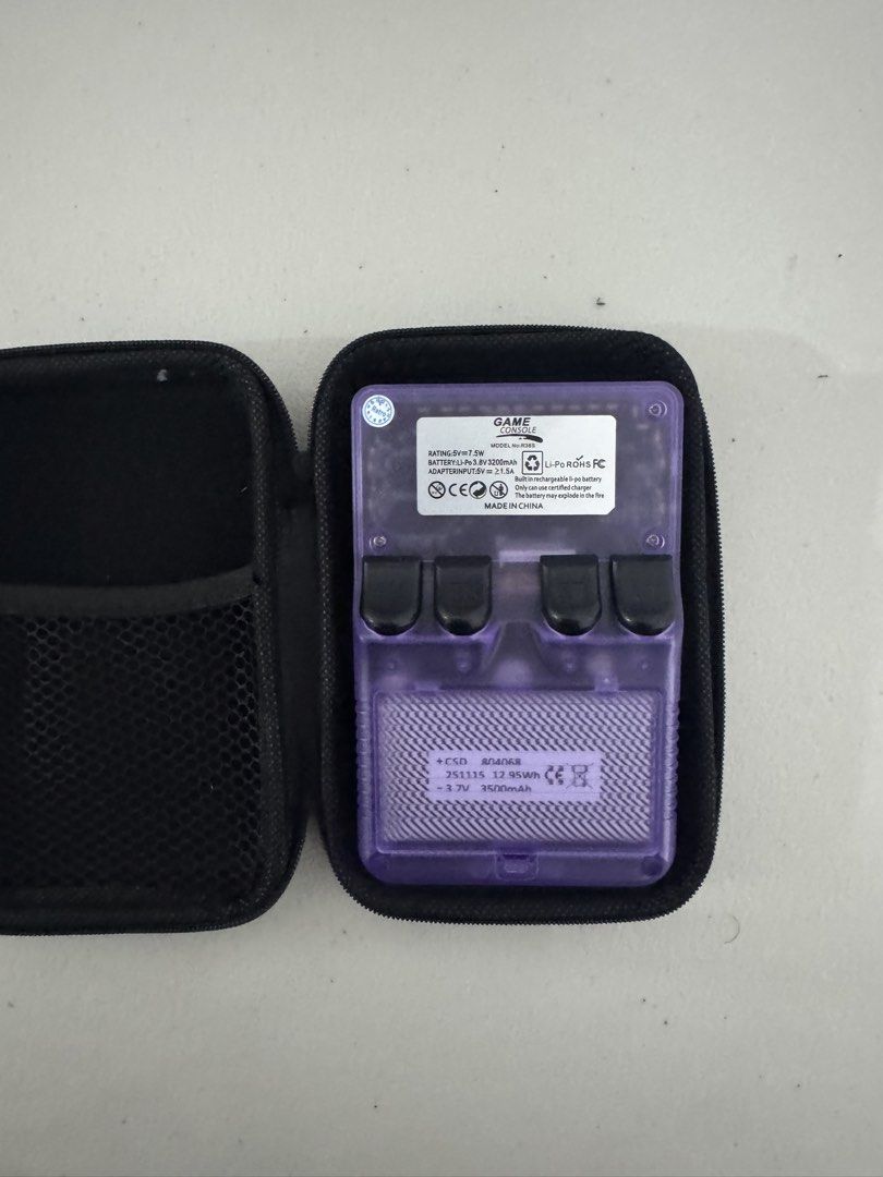 R36S Handheld Retro Console (Category: Nintendo) located in Manila. Submitted by joshuangel81376 (Listing ID 1470310746, Image 3). Description: - Model: R36S Retro Handheld Console - Color: Transparent Purple - Games: 25,000 available -Storage: 128 GB - Battery: 3200mAh - Condition: Tested and working great - Inclusions: Black zippered carrying case Meet-up Manila, or Metro Manila Delivery Lalamove .