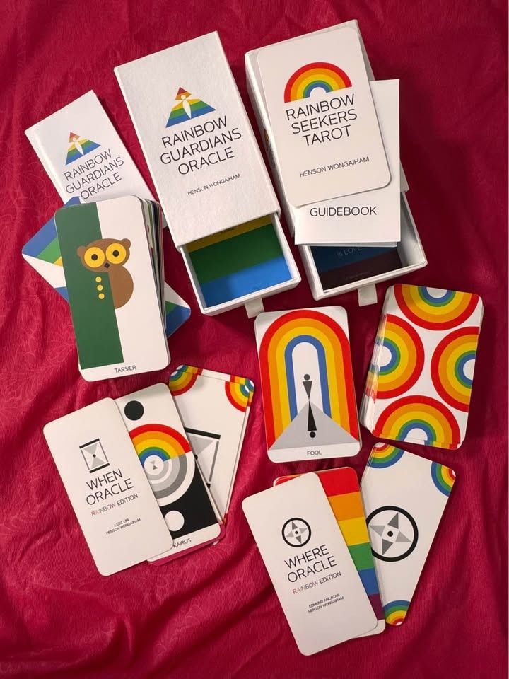 Rainbow Set (Rainbow Guardians Oracle, Rainbow Seekers Tarot, When Oracle, Where Oracle) (Category: Everything Else Others) located in Quezon City. Submitted by elcarousel (Listing ID 1470265679, Image 1). Description: TAKE ALL FOR 1800! Individual prices below: Rainbow Seekers Tarot (First Edition) - 800 PHP Rainbow Guardians Oracle - 700 PHP Rainbow When Oracle - 300 PHP Rainbow Where Oracle - 300 PHP RFS: Deck Destash (still need funds for my 