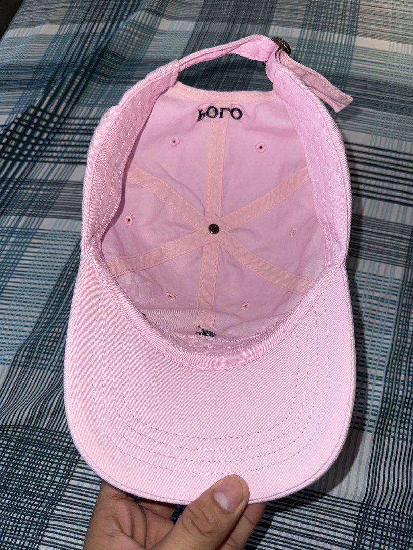 Ralph Lauren pink cap (Category: Caps & Hats) located in Daraga. Submitted by mirandillaadrian (Listing ID 1470206206, Image 3). Description: Authentic Inalis lang yung tags Minimal stain last pic halos di kita.