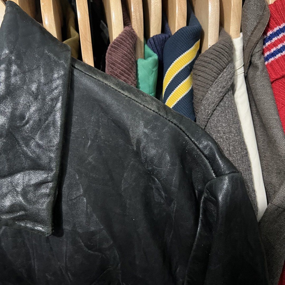 Random leather jacket (Category: Coats, Jackets and Outerwear) located in Baguio. Submitted by itsvintageclothing (Listing ID 1470294890, Image 3). Description: Length 28 Pit to pit 23.