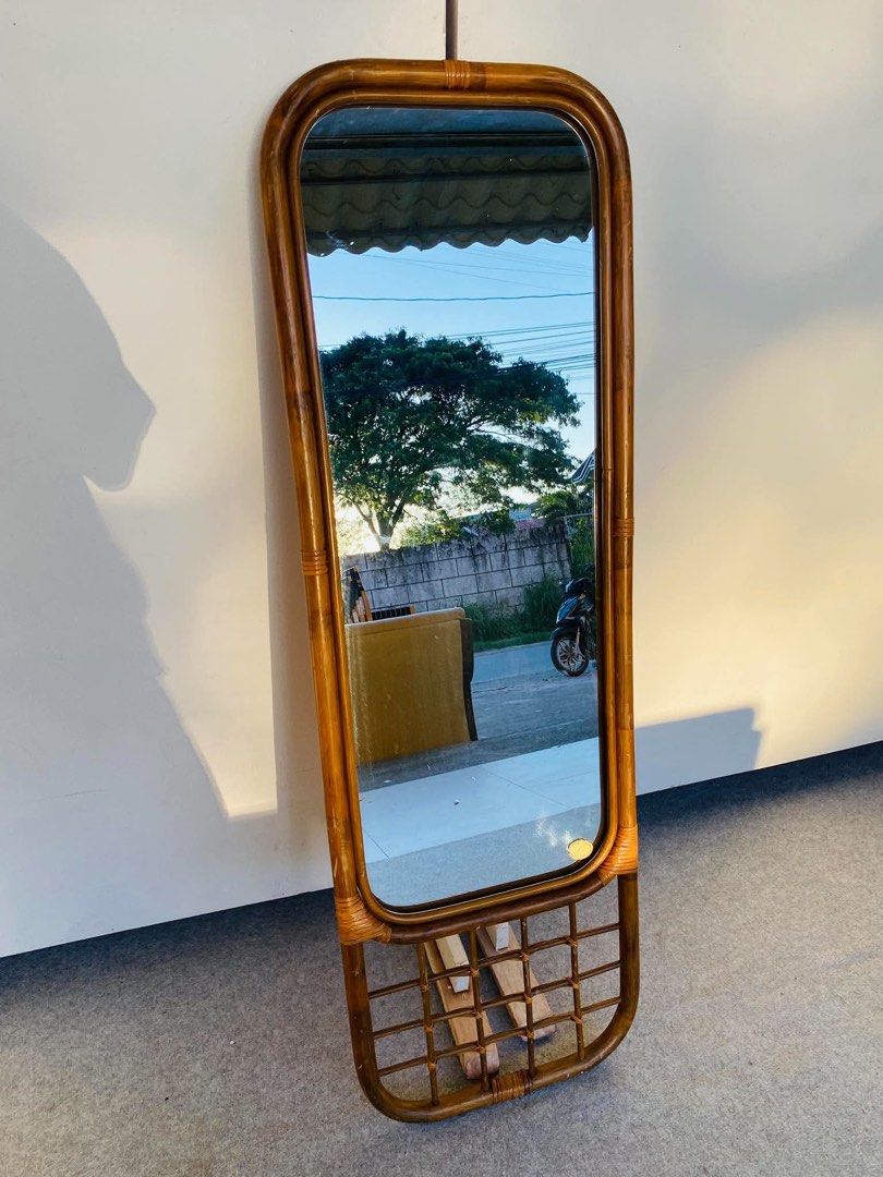 Rattan Wall Mirror (Category: Mirrors) located in Manila. Submitted by elliefurnies31 (Listing ID 1470270883, Image 3). Description: JAPAN SURPLUS" RATTAN HANG MIRROR SIZE: 17L" x 53H" inches (AS-IS ITEM) IN GOOD CONDITION.