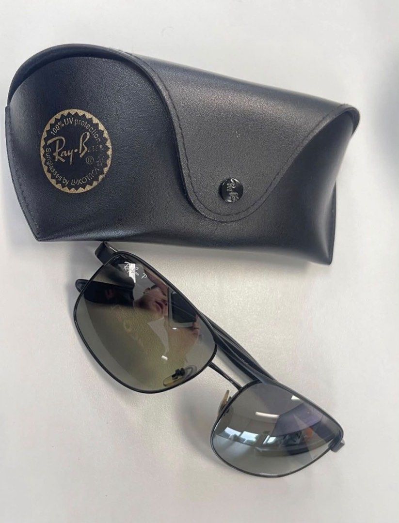 Ray-Ban Chromance Polarized Sunglasses (Category: Sunglasses & Eyewear) located in Quezon City. Submitted by kittytangco (Listing ID 1470345714, Image 1). Description: - Brand: Ray-Ban - Model/Lens Code: RB 3693-CH (visible on bridge) - Lenses: Chromance polarized, scratch-free, and crystal clear - Frame: Sleek black, rectangular shape - Inclusions: Original Ray-Ban leather hard case - negotiable.